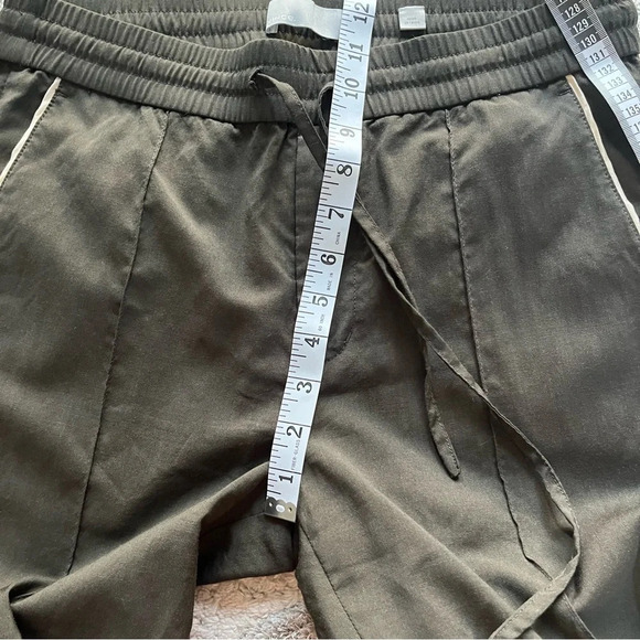 Vince wool pull on trouser pants casual stripe pull on drawstring green small - Picture 10 of 12